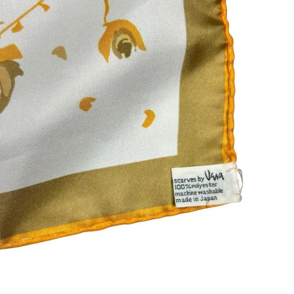 Vintage 70's Scarves by Vera Neumann Orange Brown Flower Square Floral Scarf - Picture 6 of 6